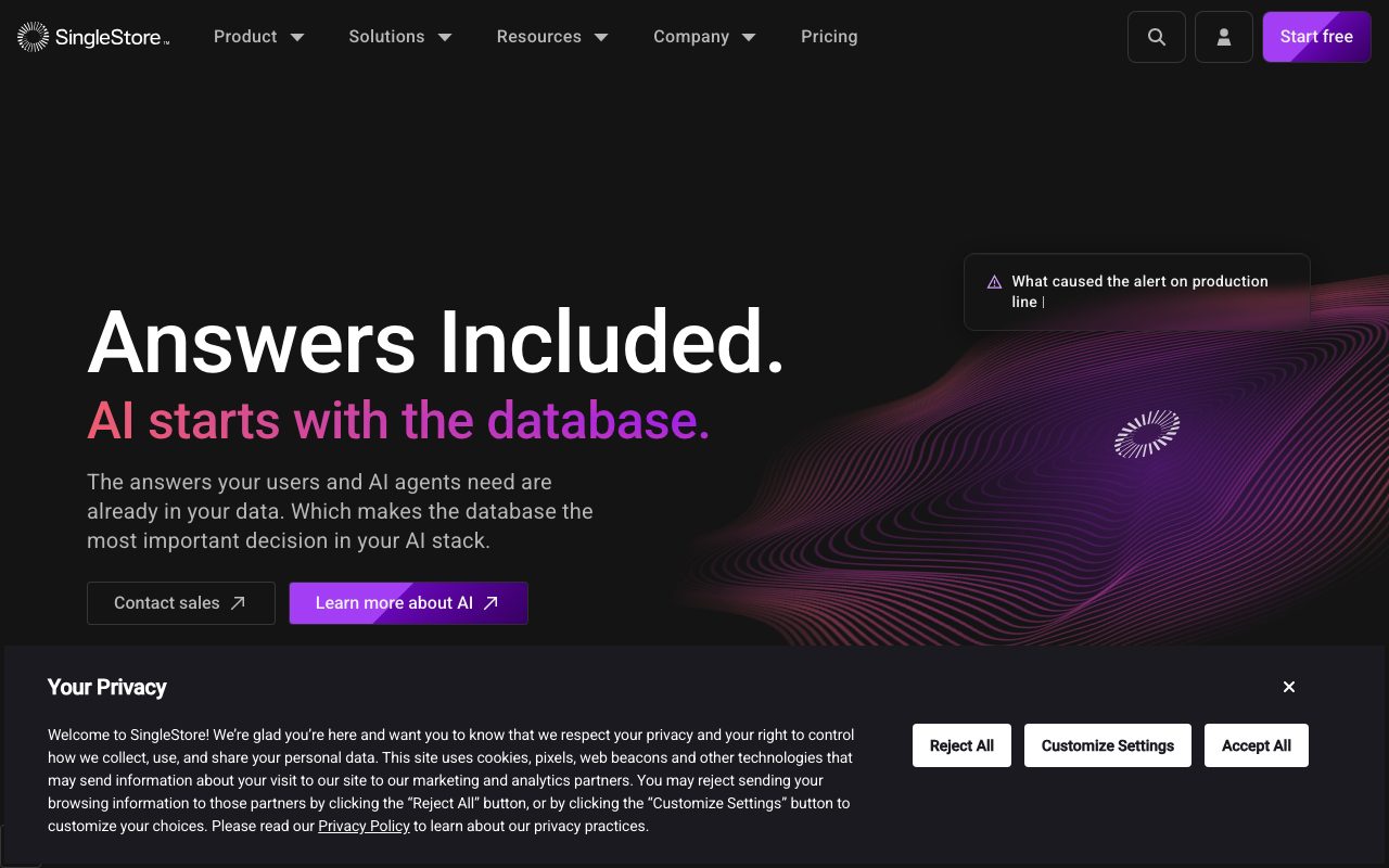 SingleStore website