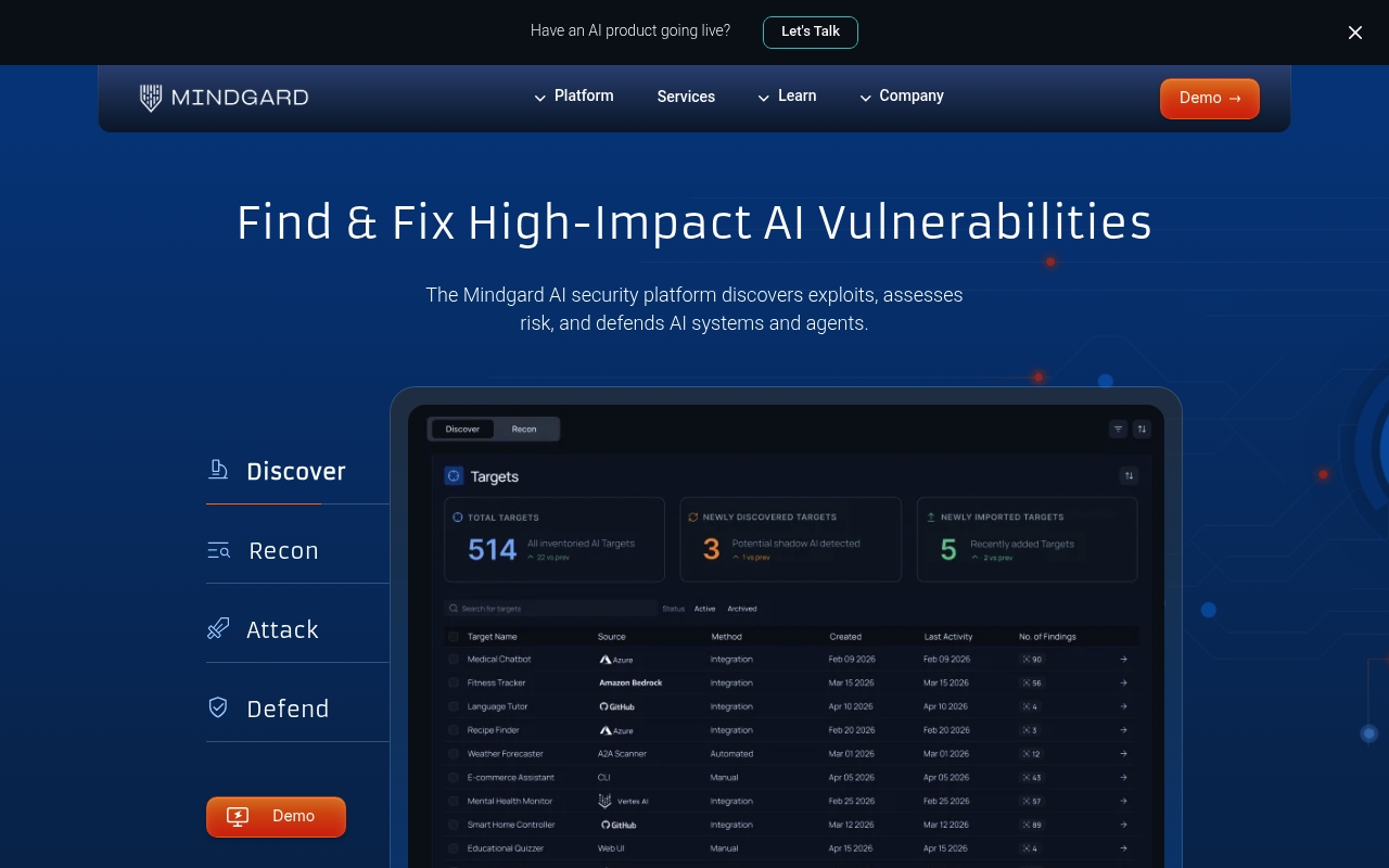 Mindgard website