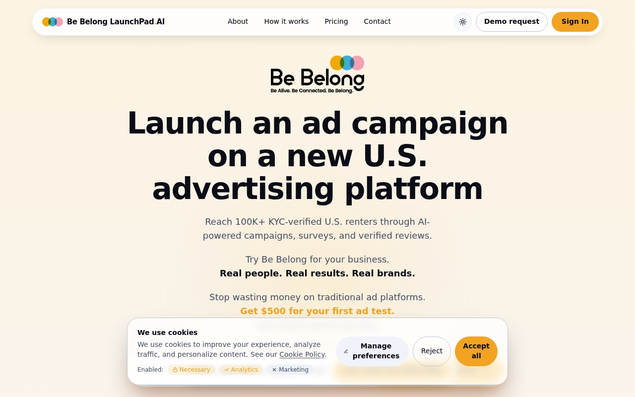 Be Belong website