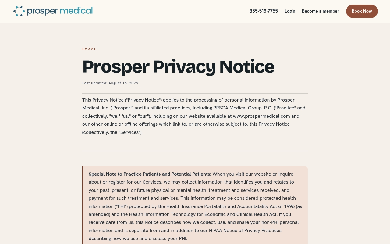 Prosper Medical website
