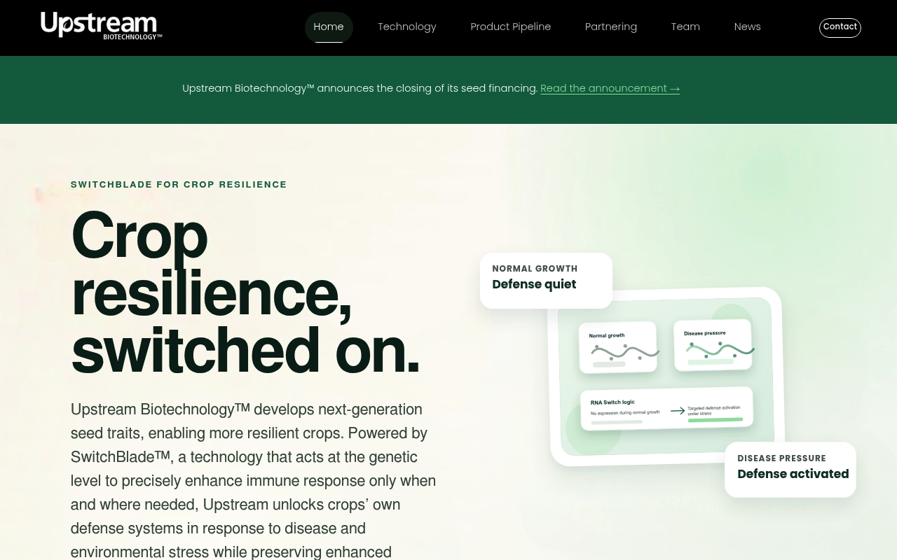 Upstream Biotechnology website