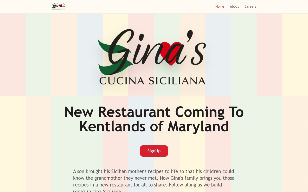 Gina's Cucina Siciliana website