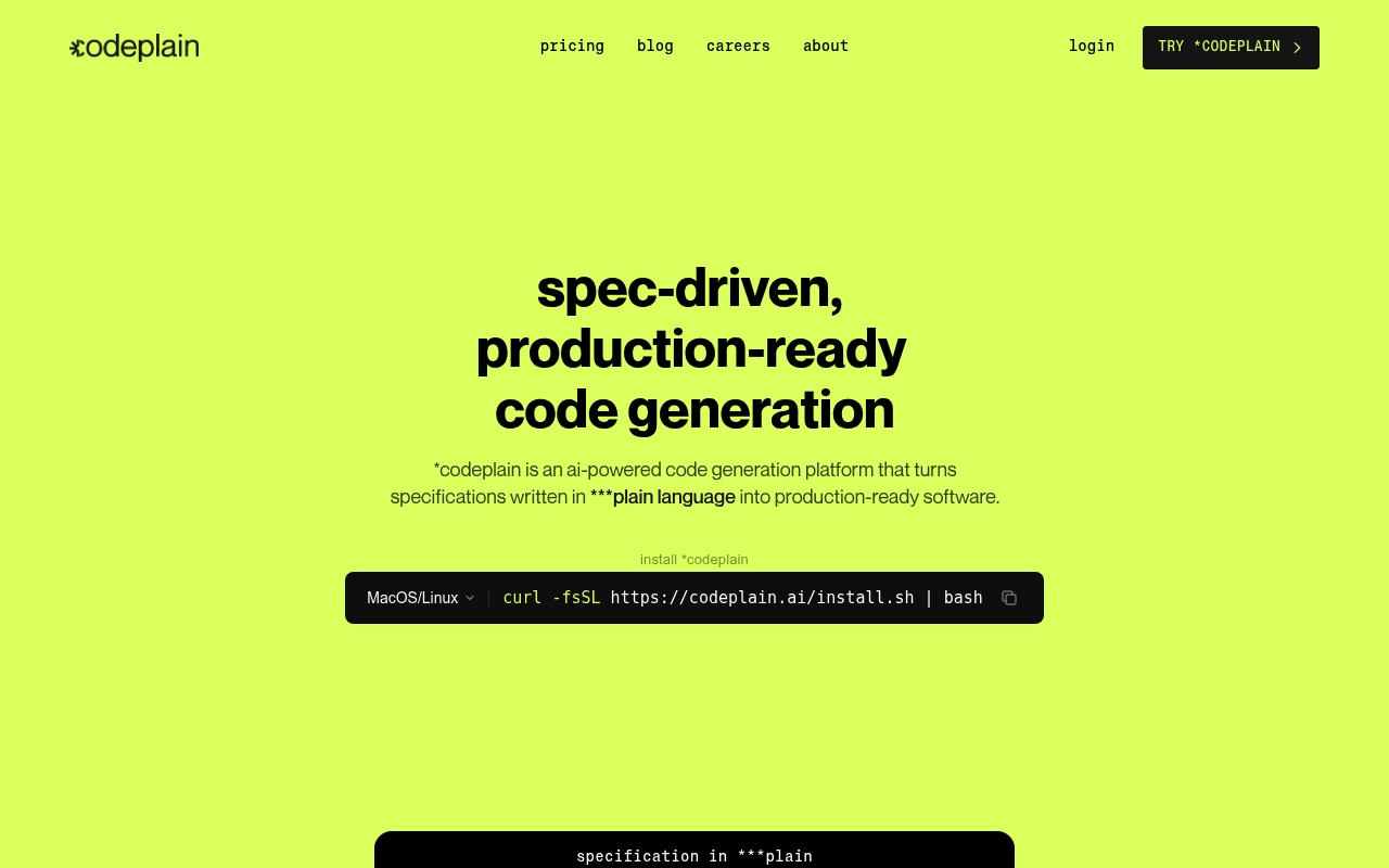 *codeplain website
