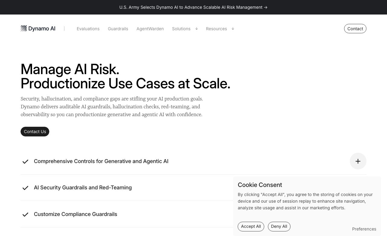 Dynamo AI website