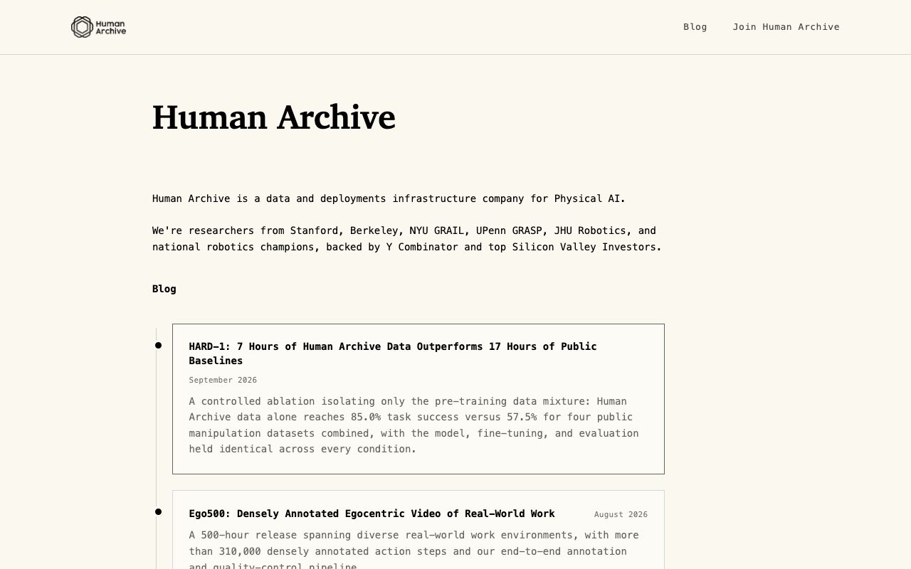 Human Archive website