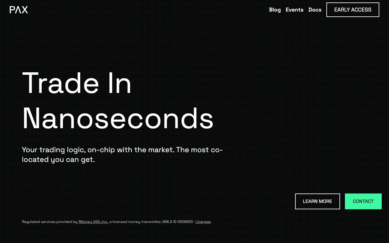 PAX Markets website