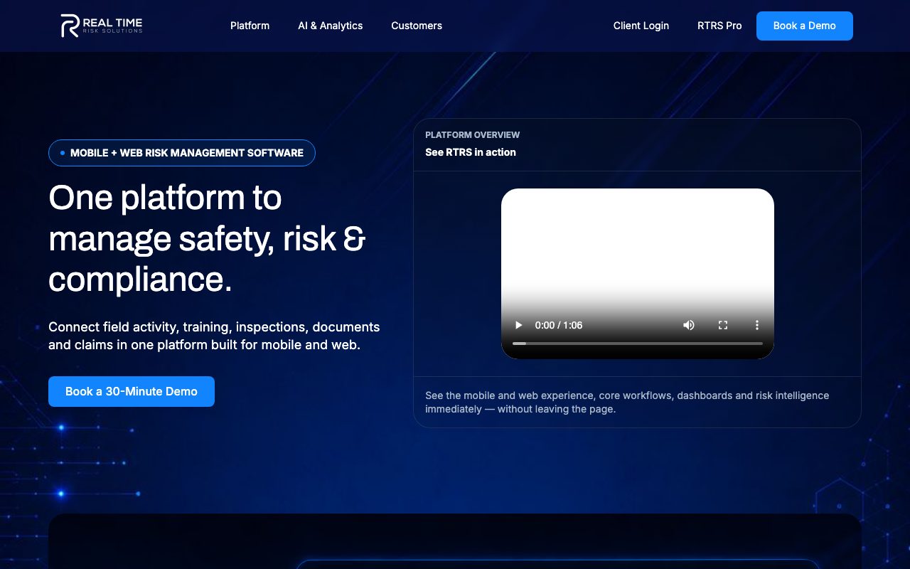 Real Time Risk Solutions website