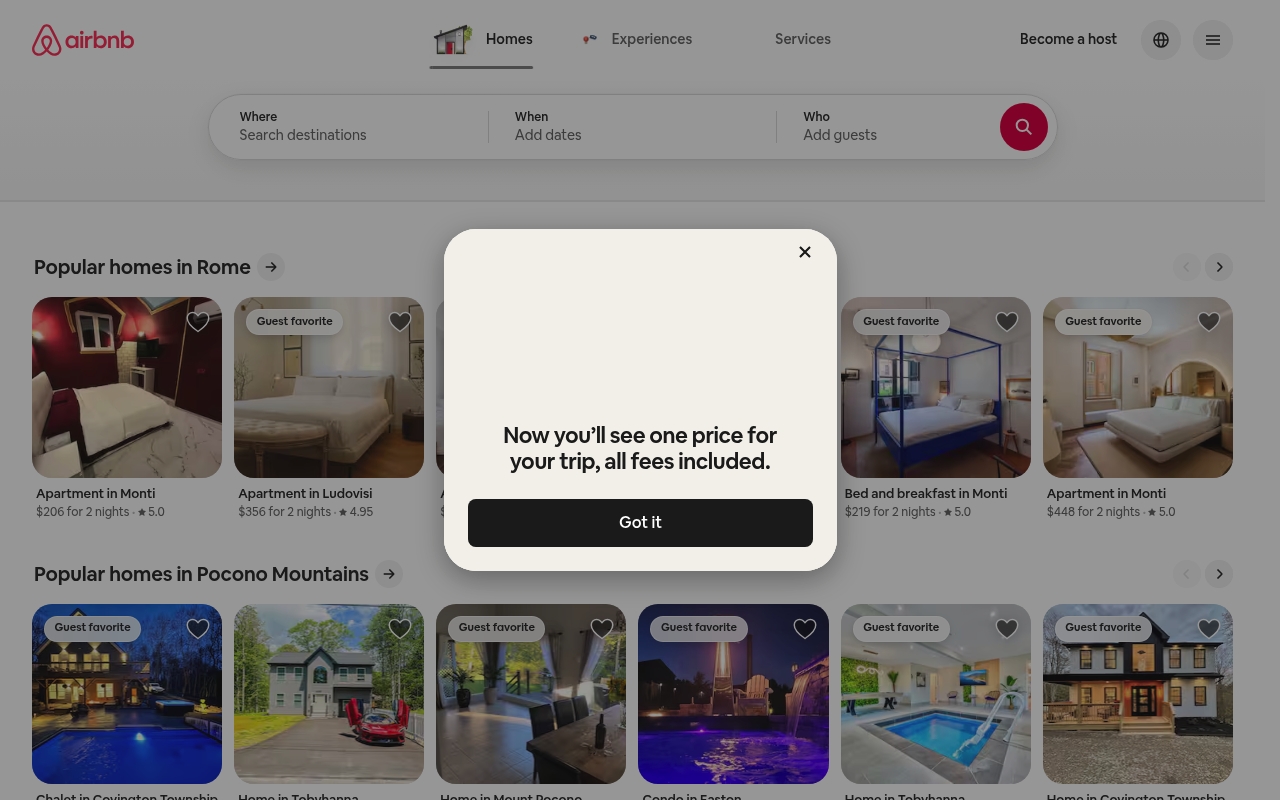 Airbnb website