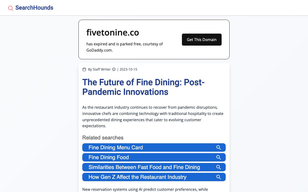 Five to Nine website