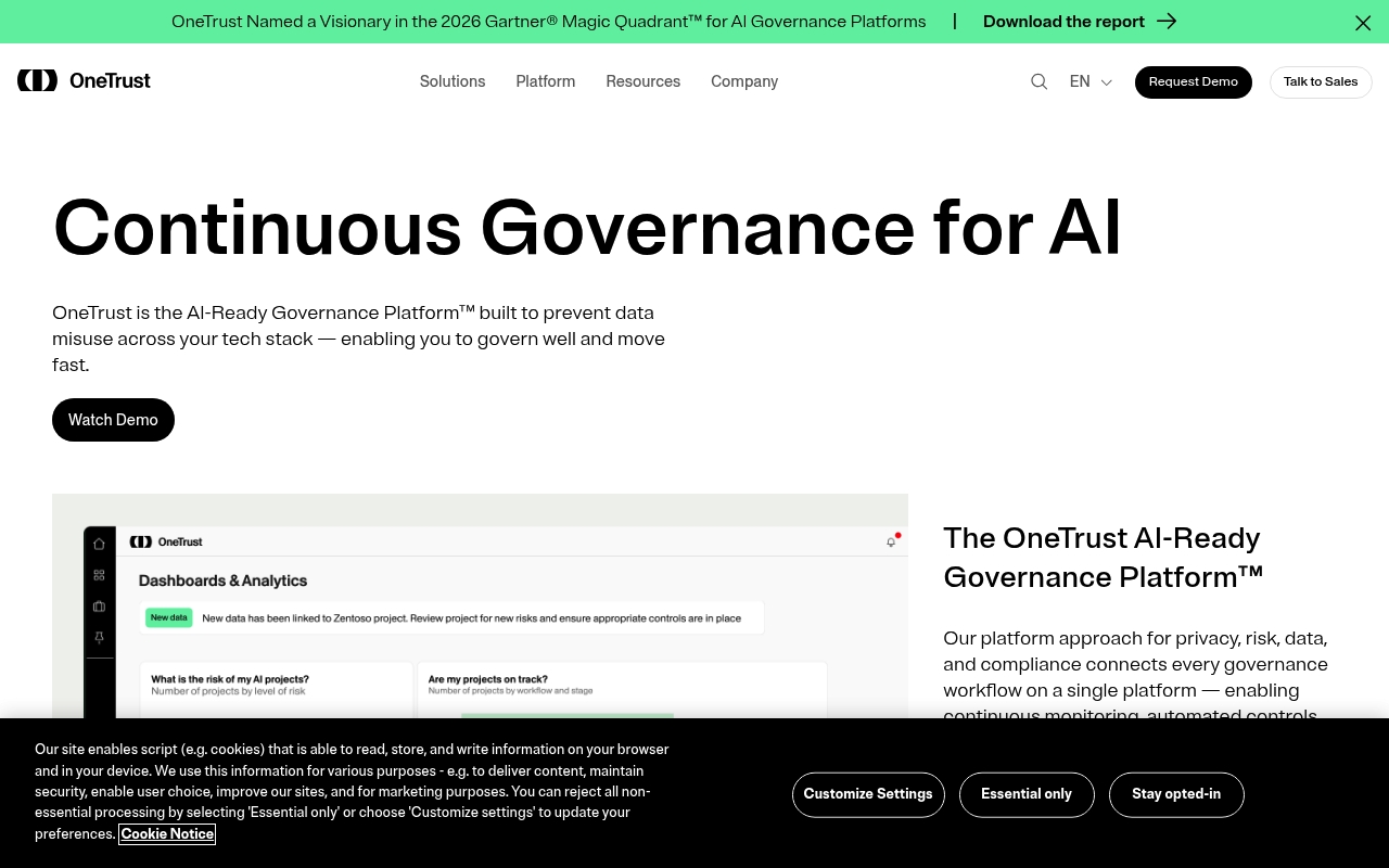 OneTrust website