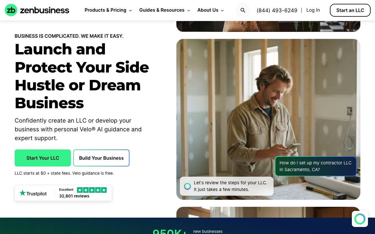 ZenBusiness website
