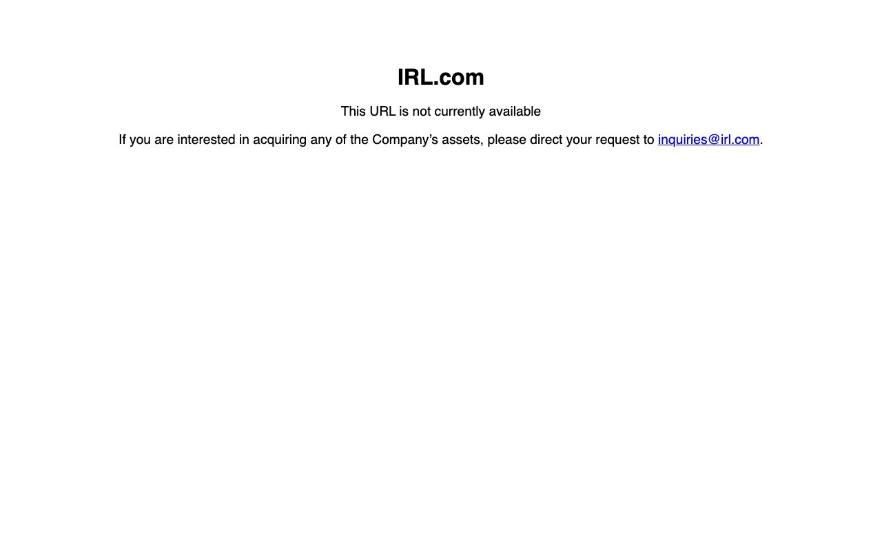 IRL - Social Calendar website