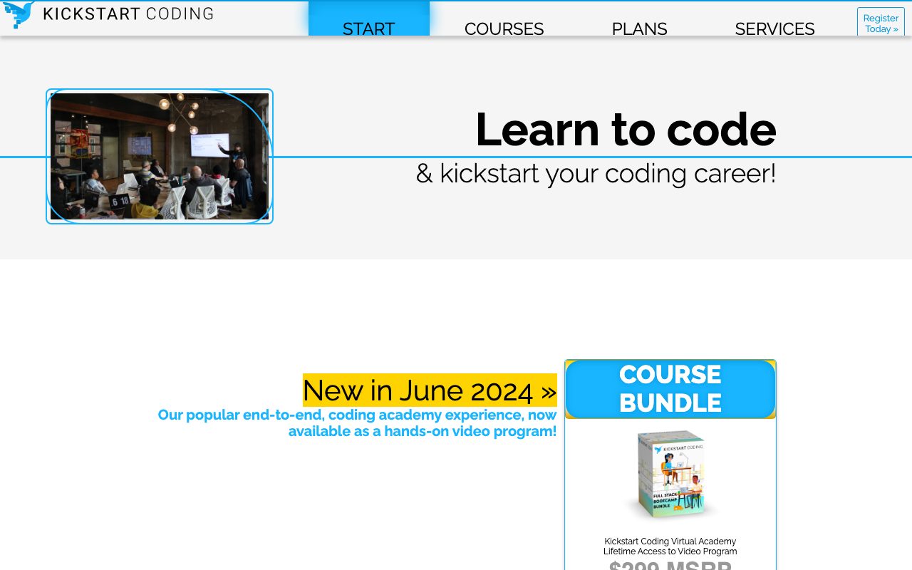 Kickstart Coding website