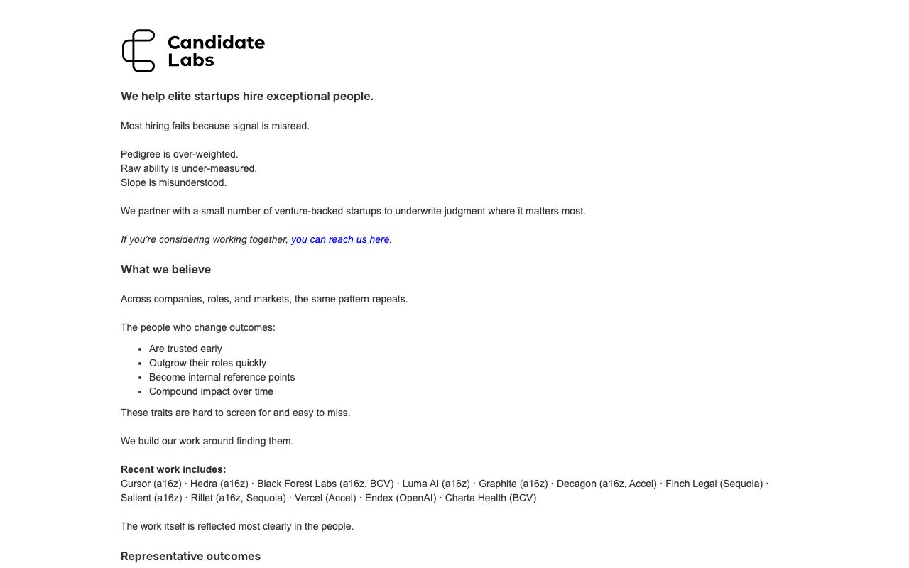 Candidate Labs website