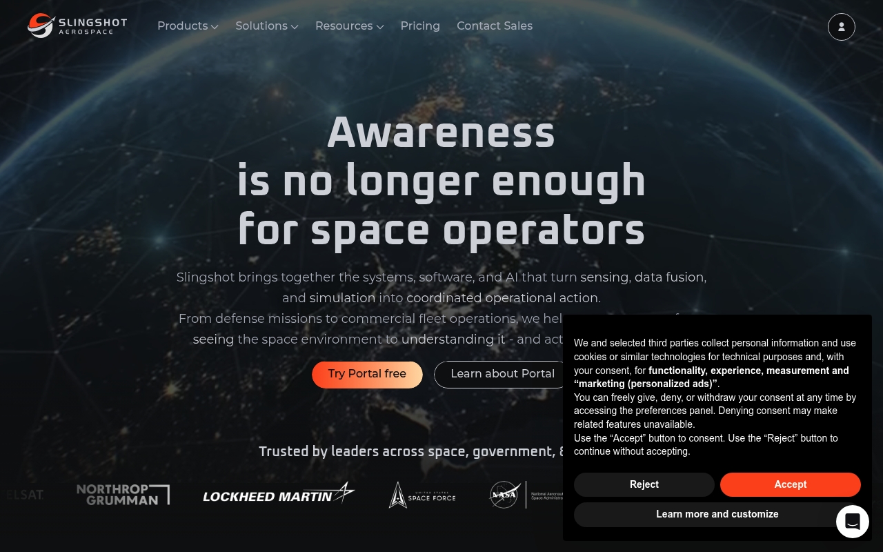 Slingshot Aerospace website