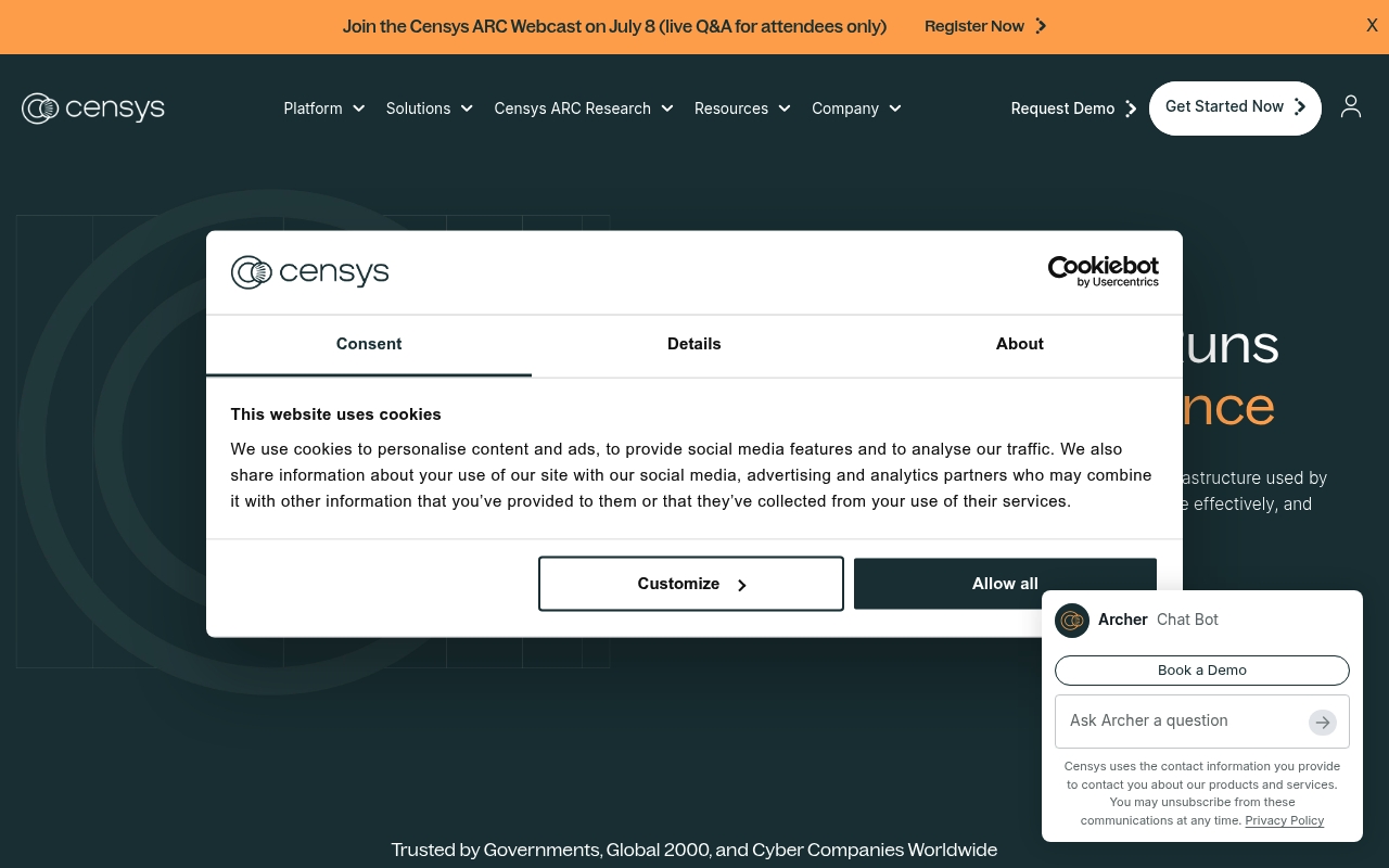 Censys website