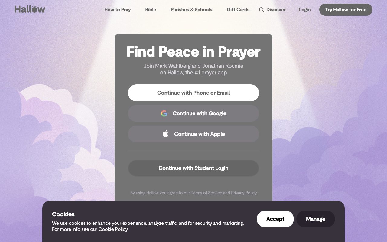 Hallow website