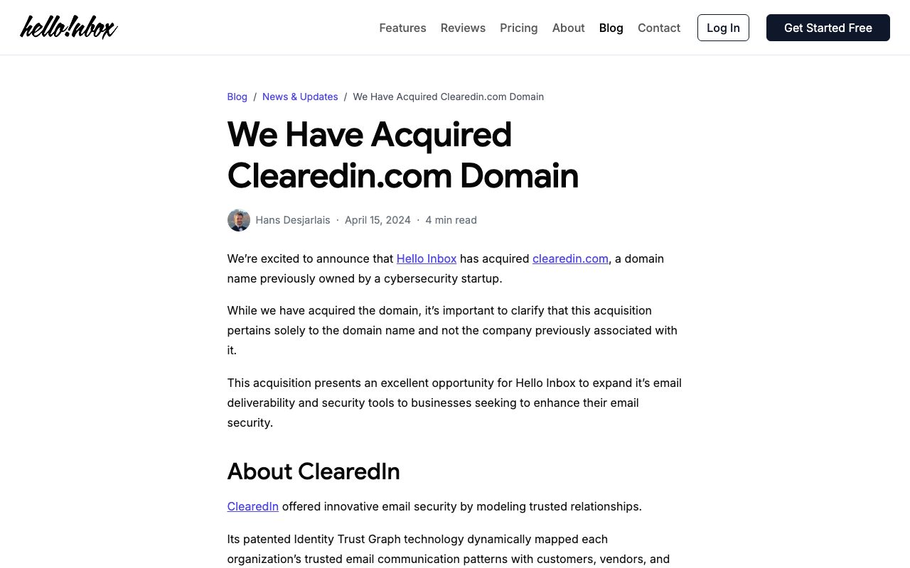 Clearedin website