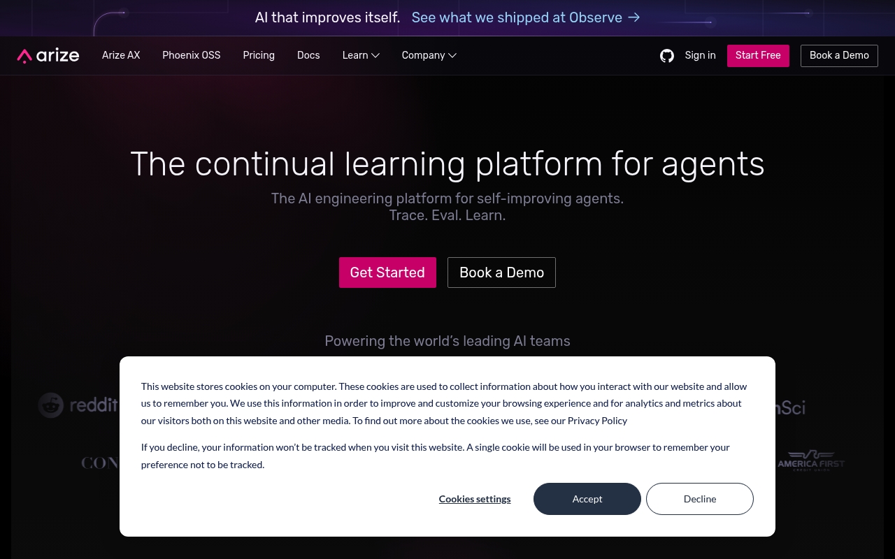 Arize AI website