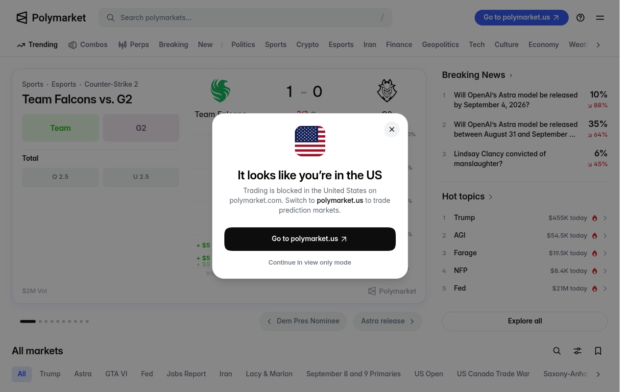 Polymarket website