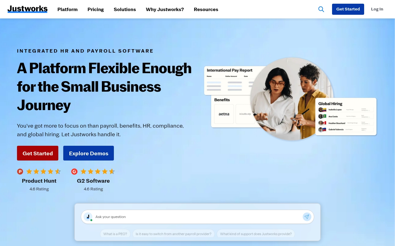 Justworks website
