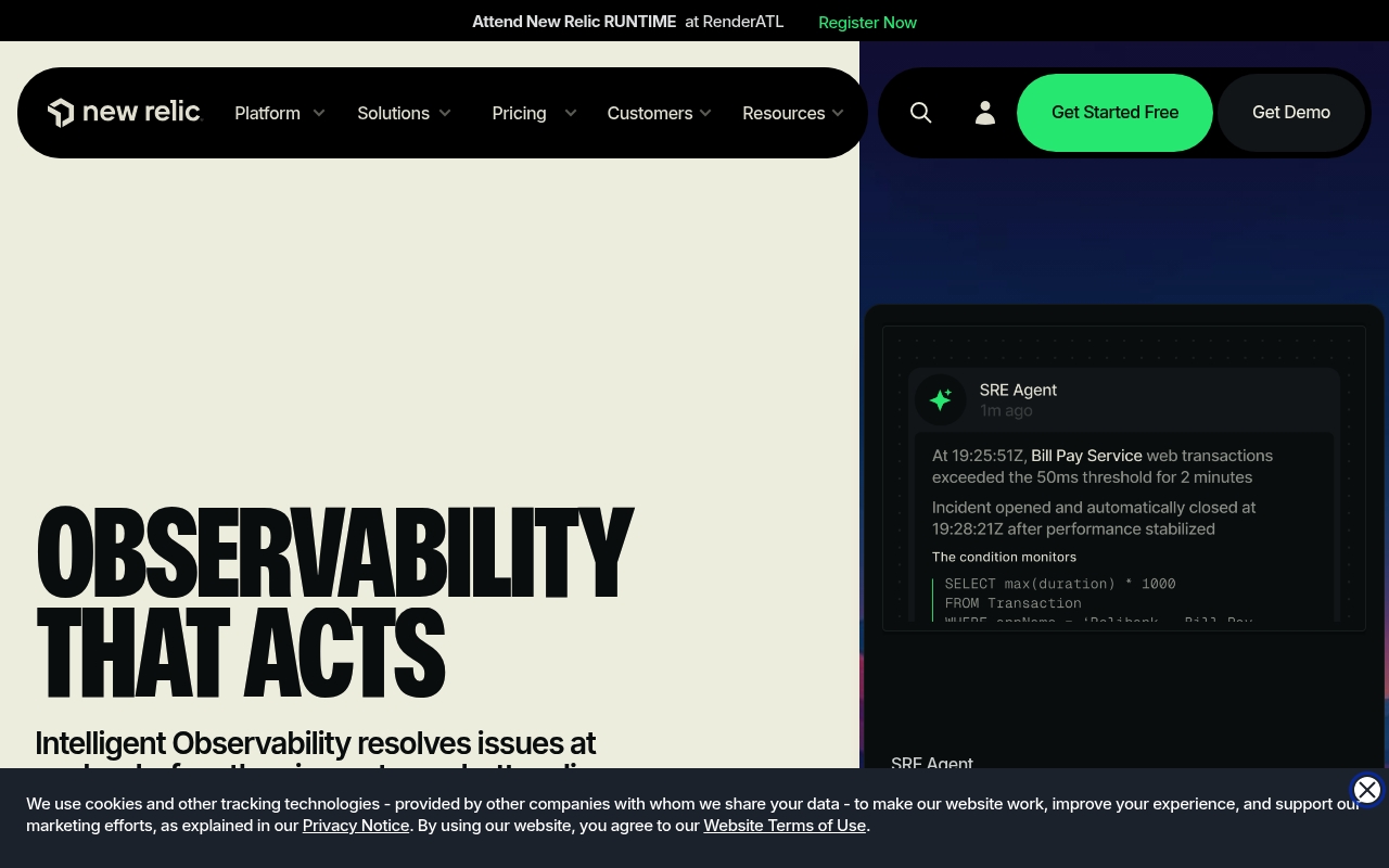 New Relic website