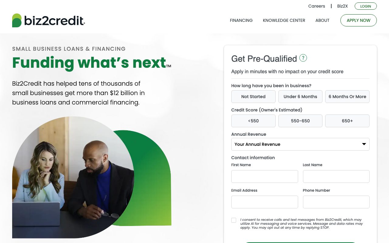 Biz2Credit website