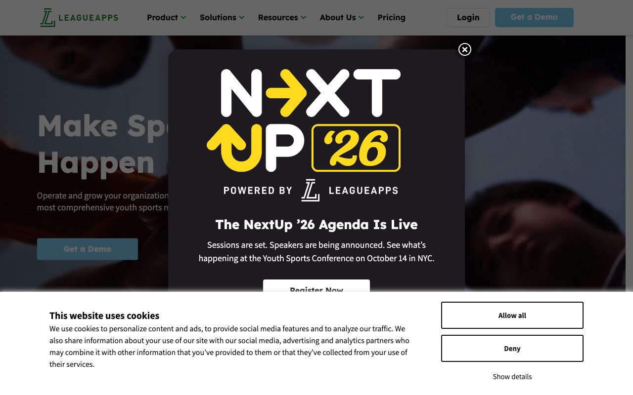 LeagueApps website