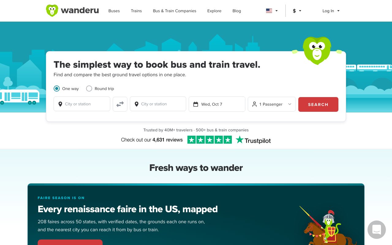 Wanderu website