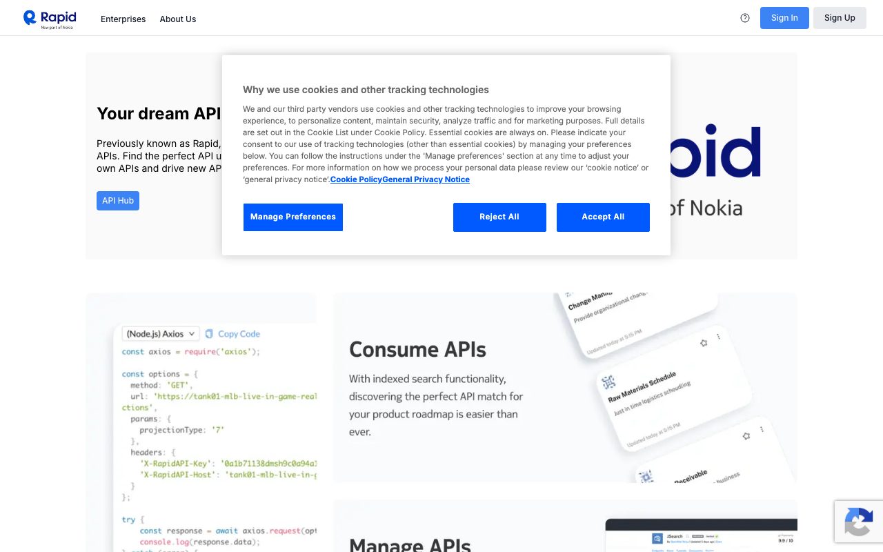 RapidAPI website