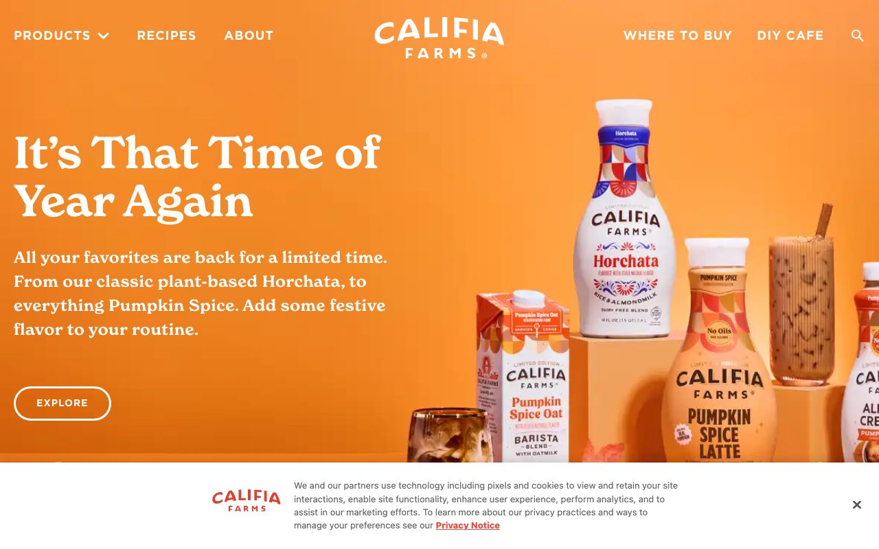 Califia Farms website