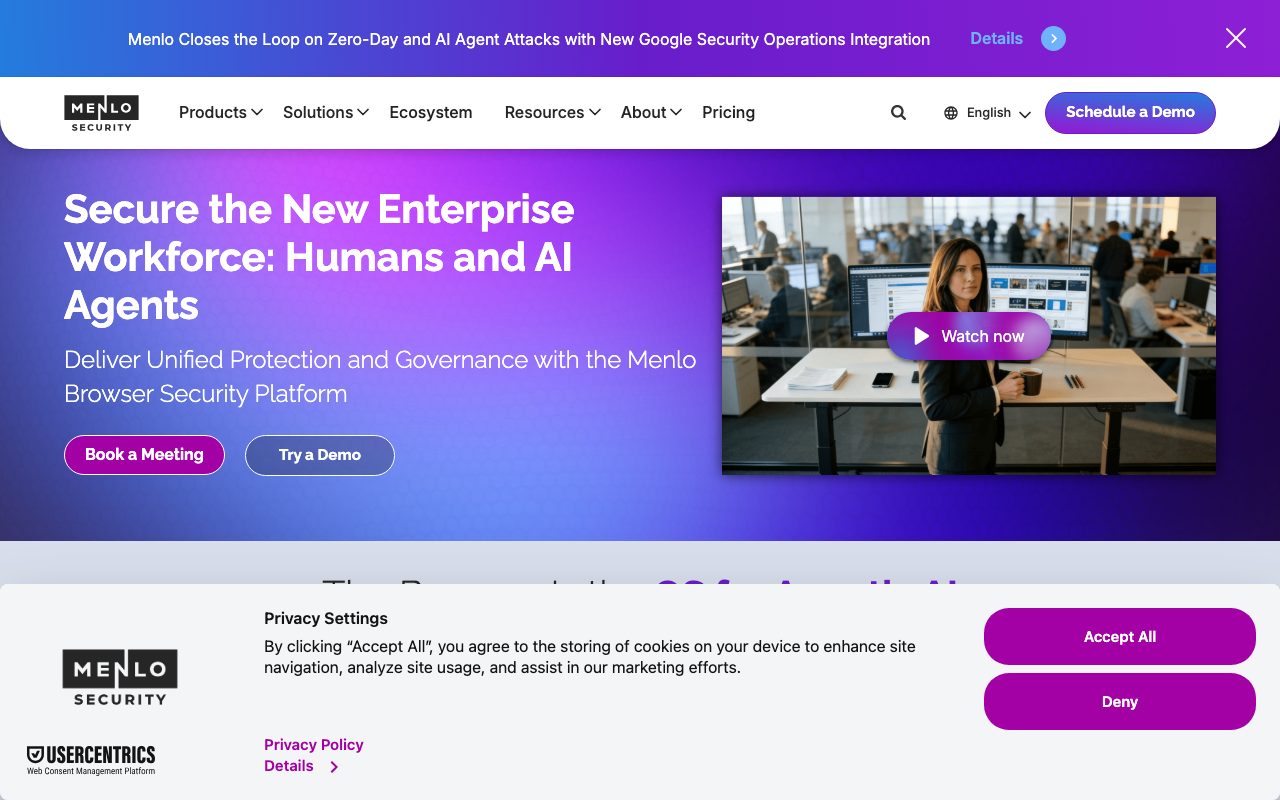 Menlo Security website