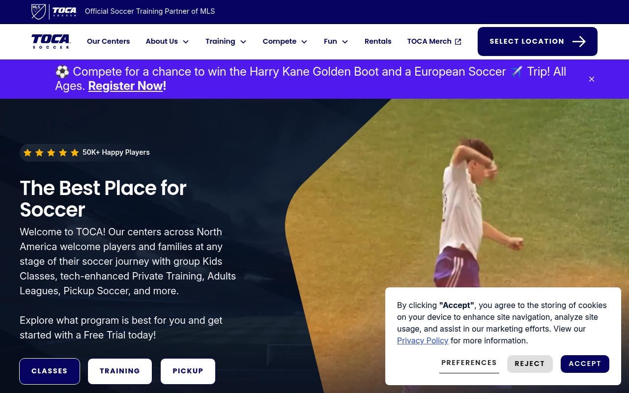 TOCA Football website