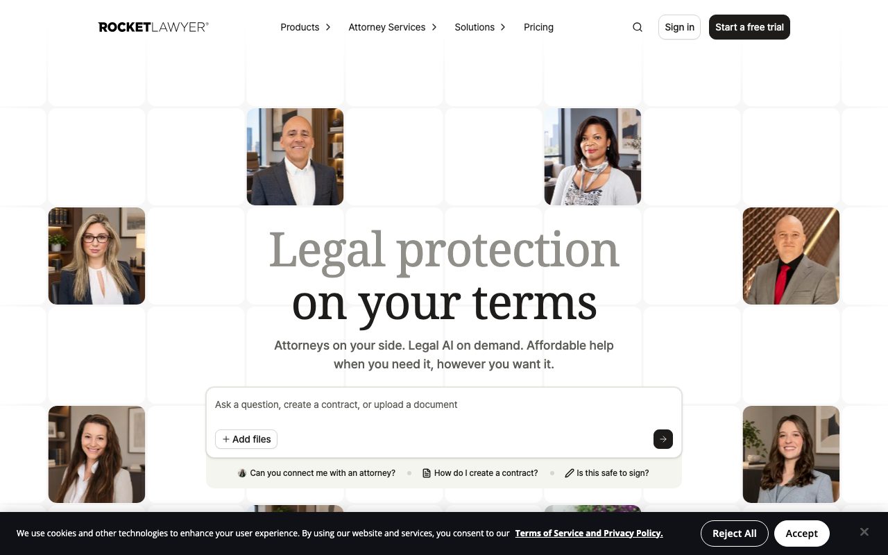 Rocket Lawyer website