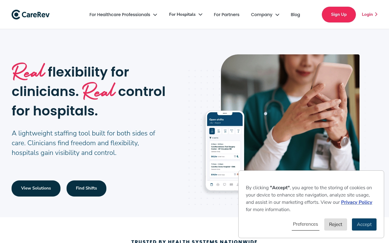 CareRev website