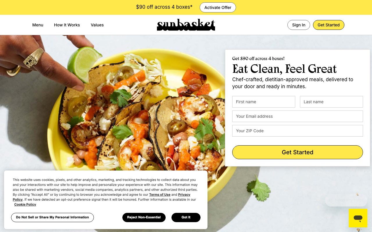 Sun Basket website