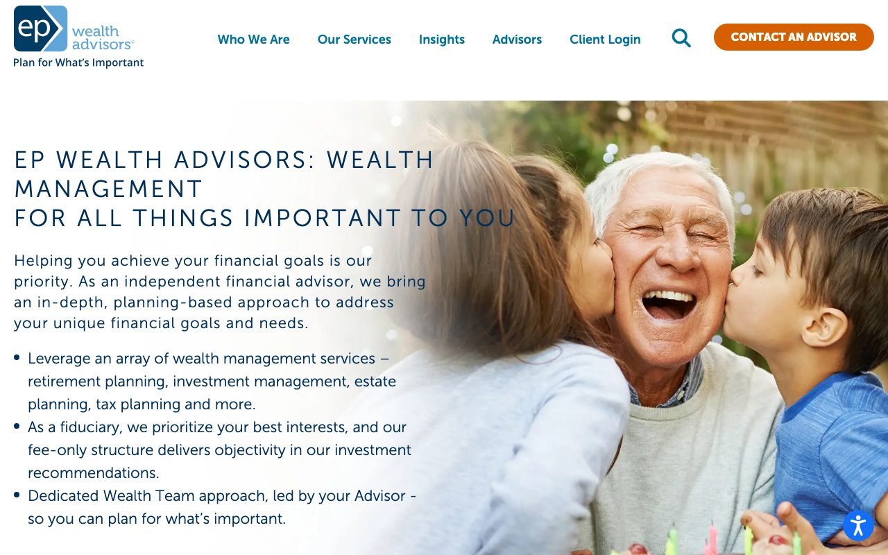 EP Wealth Advisors website