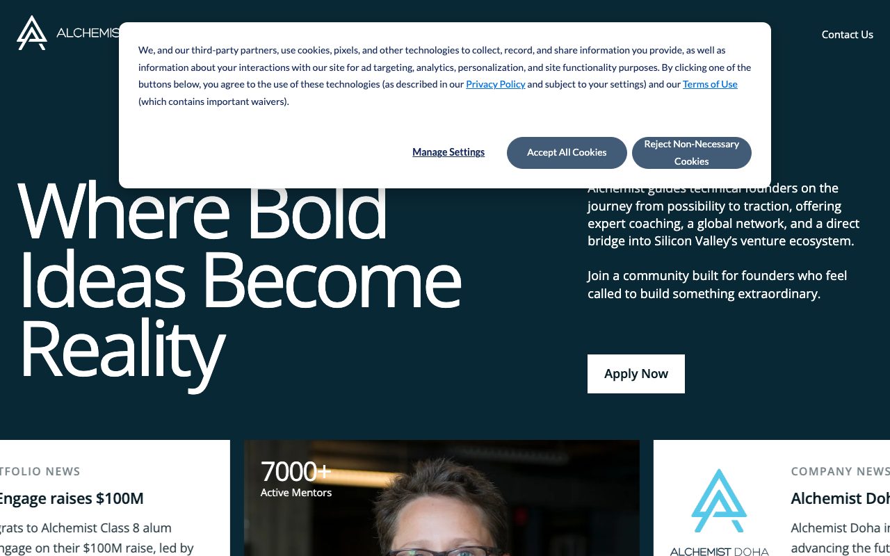 Alchemist Accelerator website