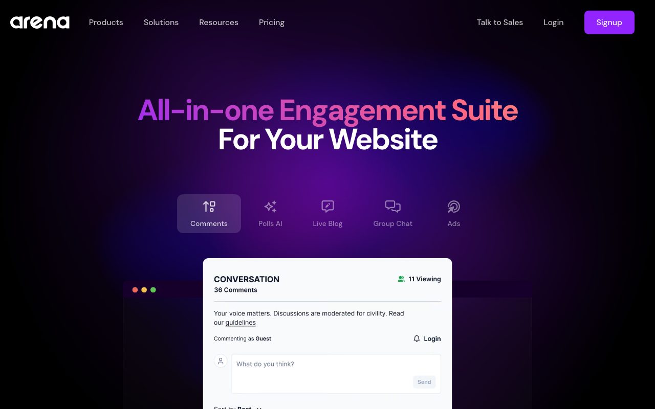 Arena website
