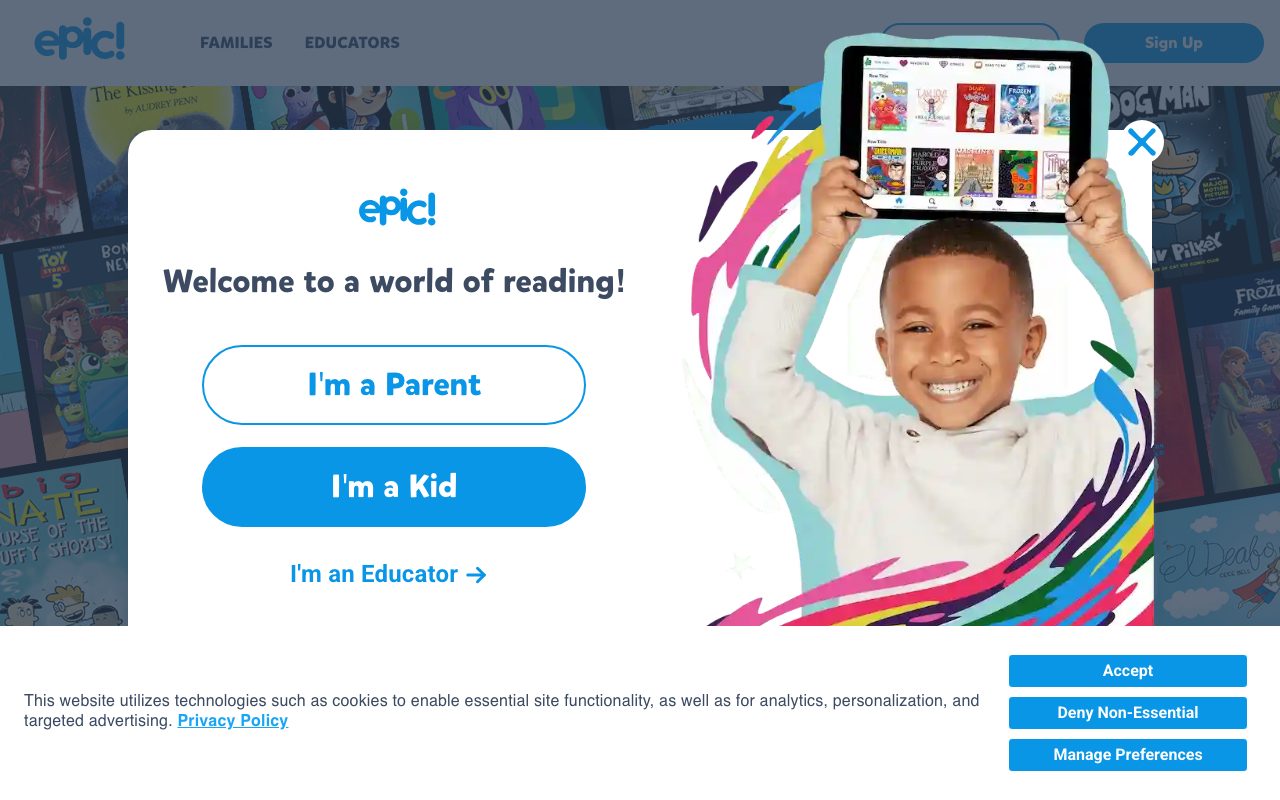 Epic! Kids website