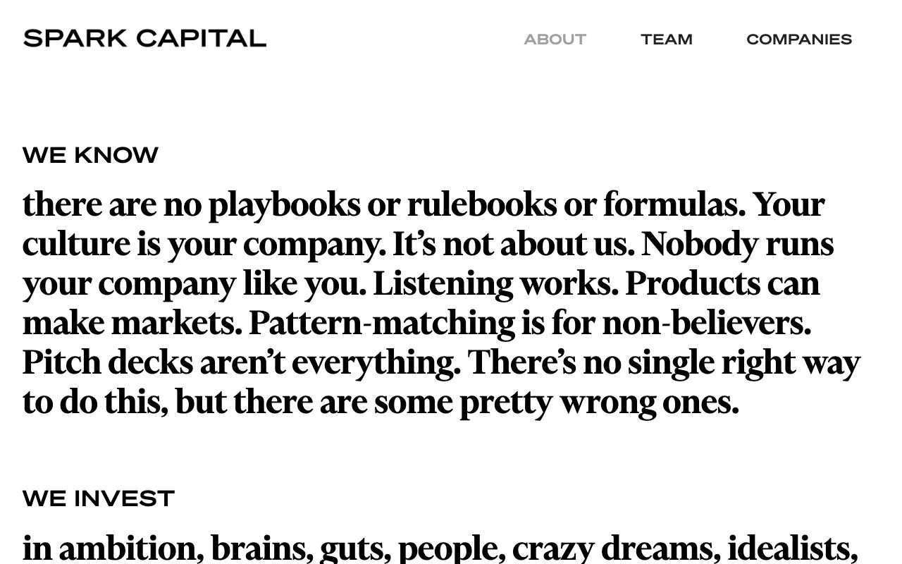 Spark Capital website