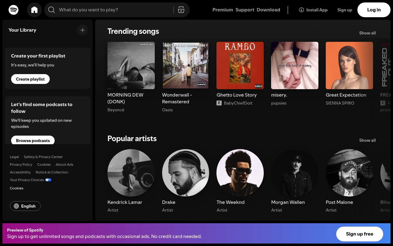 Spotify website