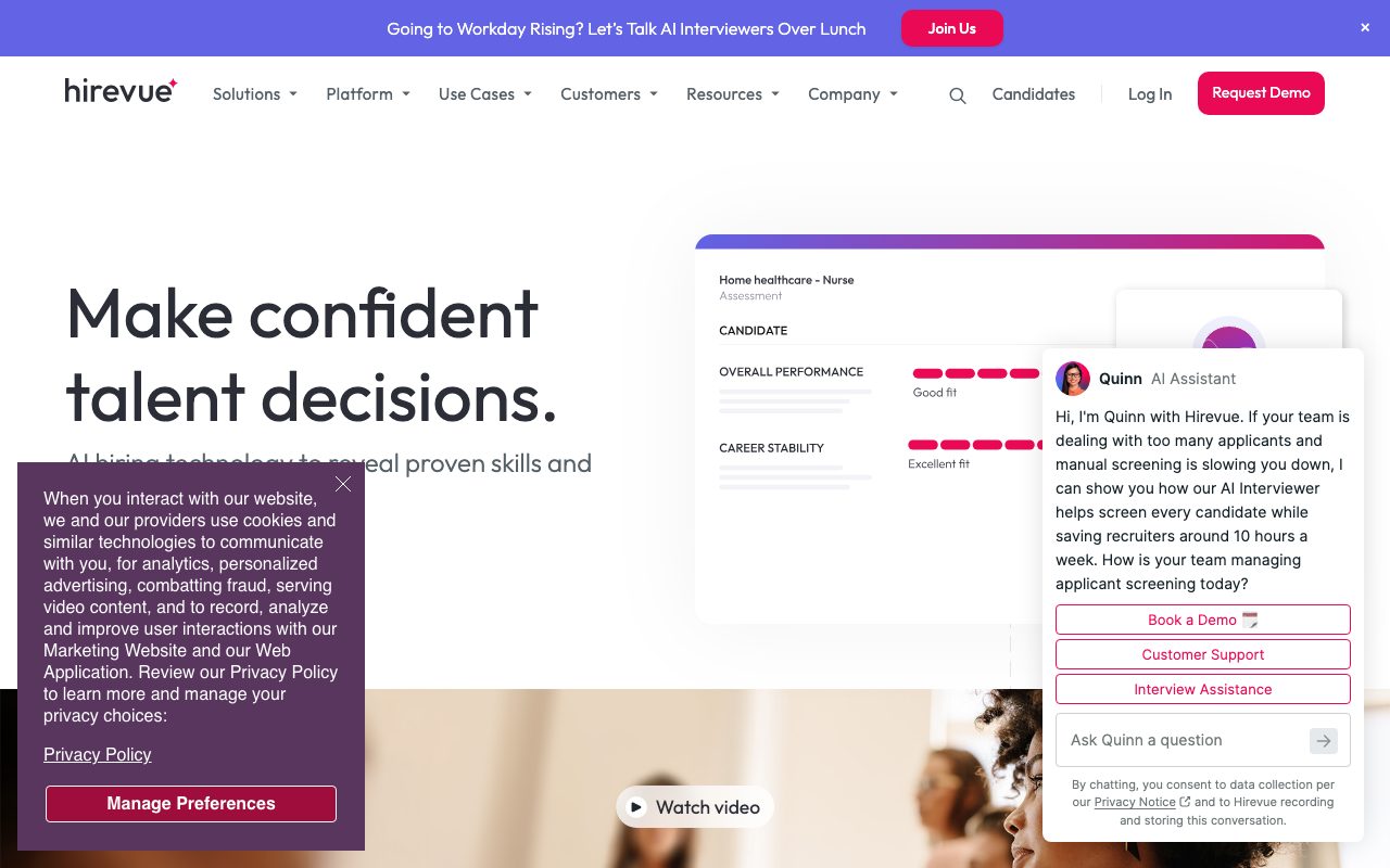 HireVue website