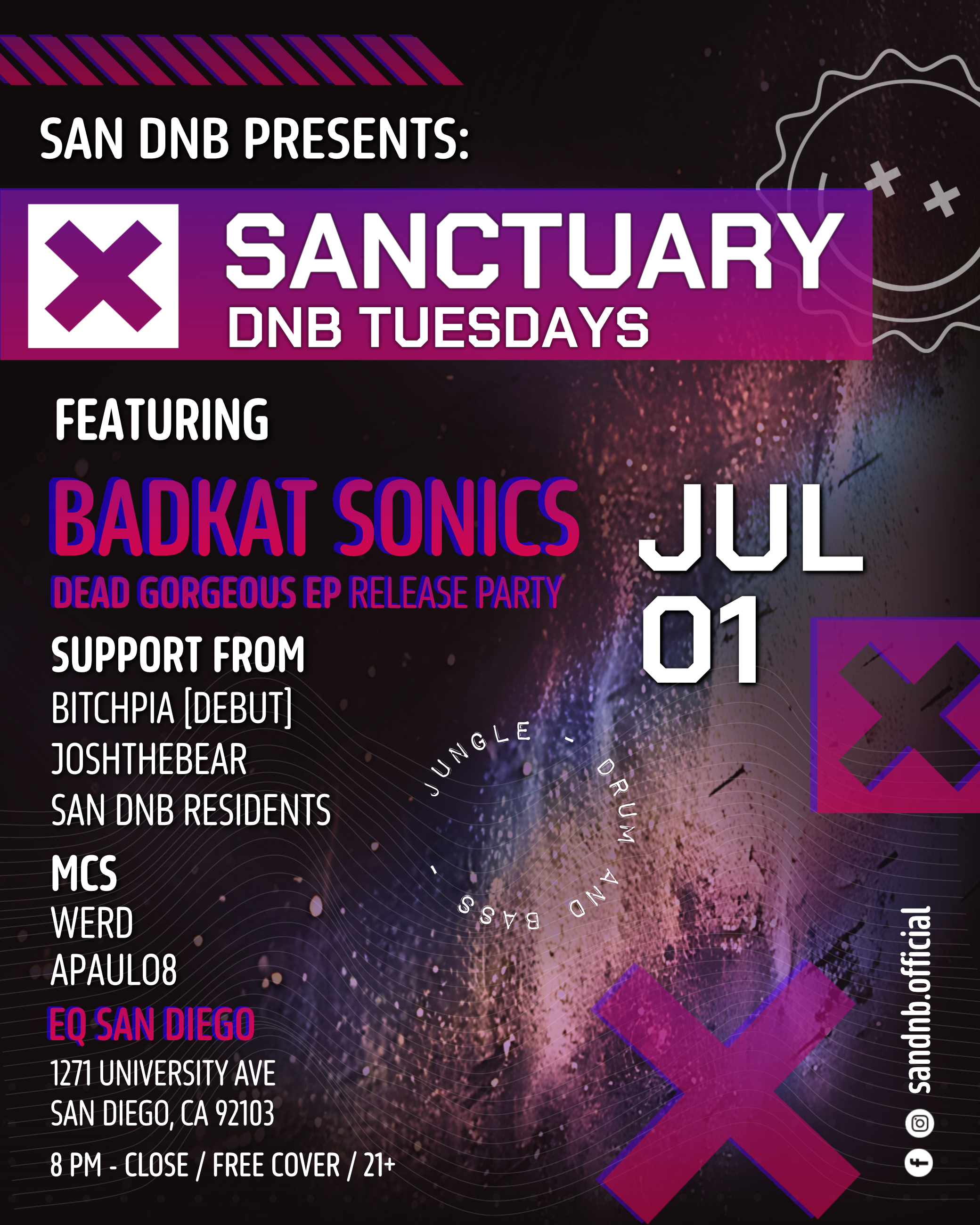 San DNB Presents: Sanctuary DNB Tuesdays featuring Badkat Sonics EP Release