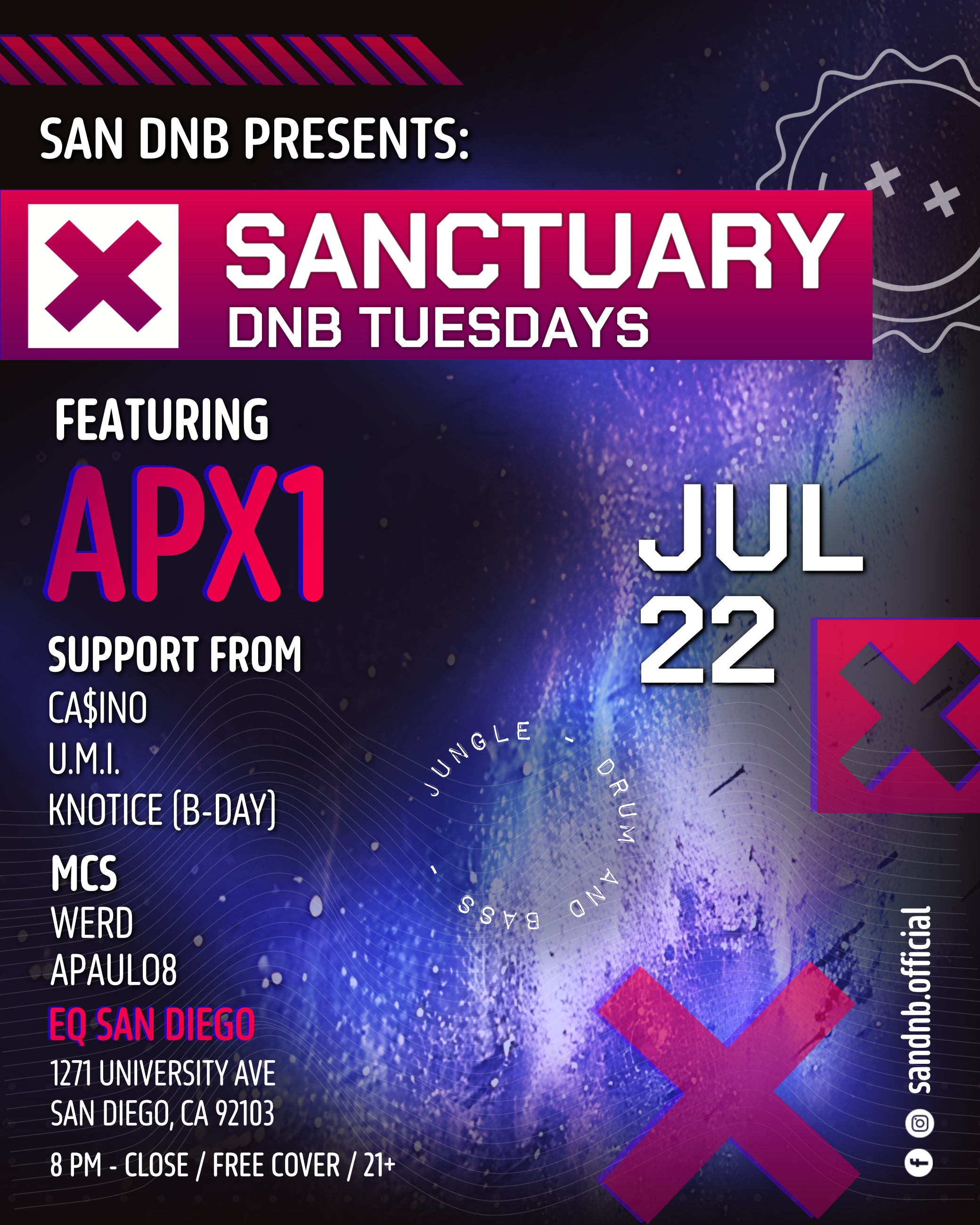 San DNB Presents: Sanctuary DNB Tuesdays featuring APX1