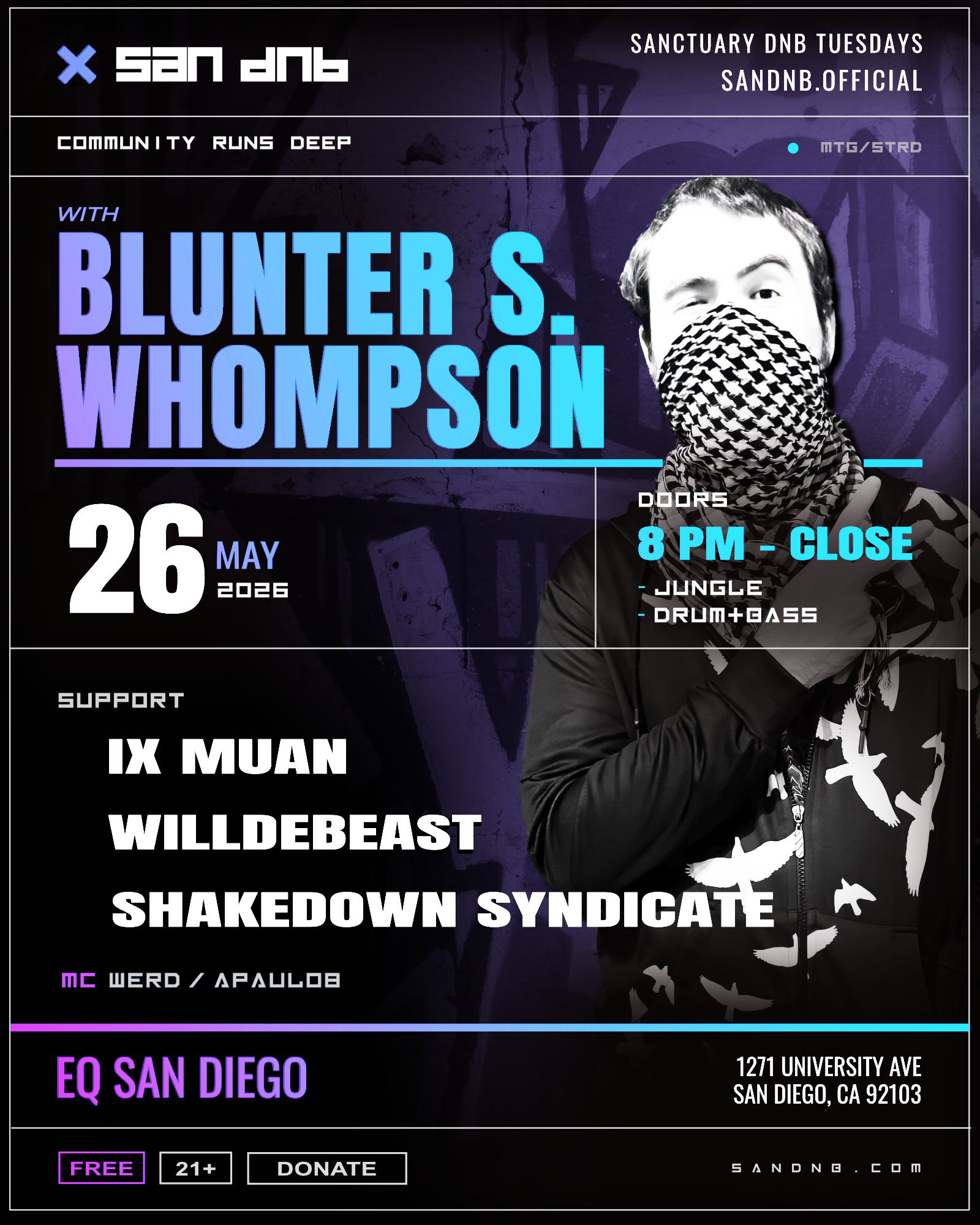San DNB Presents Sanctuary with Blunter S. Whompson