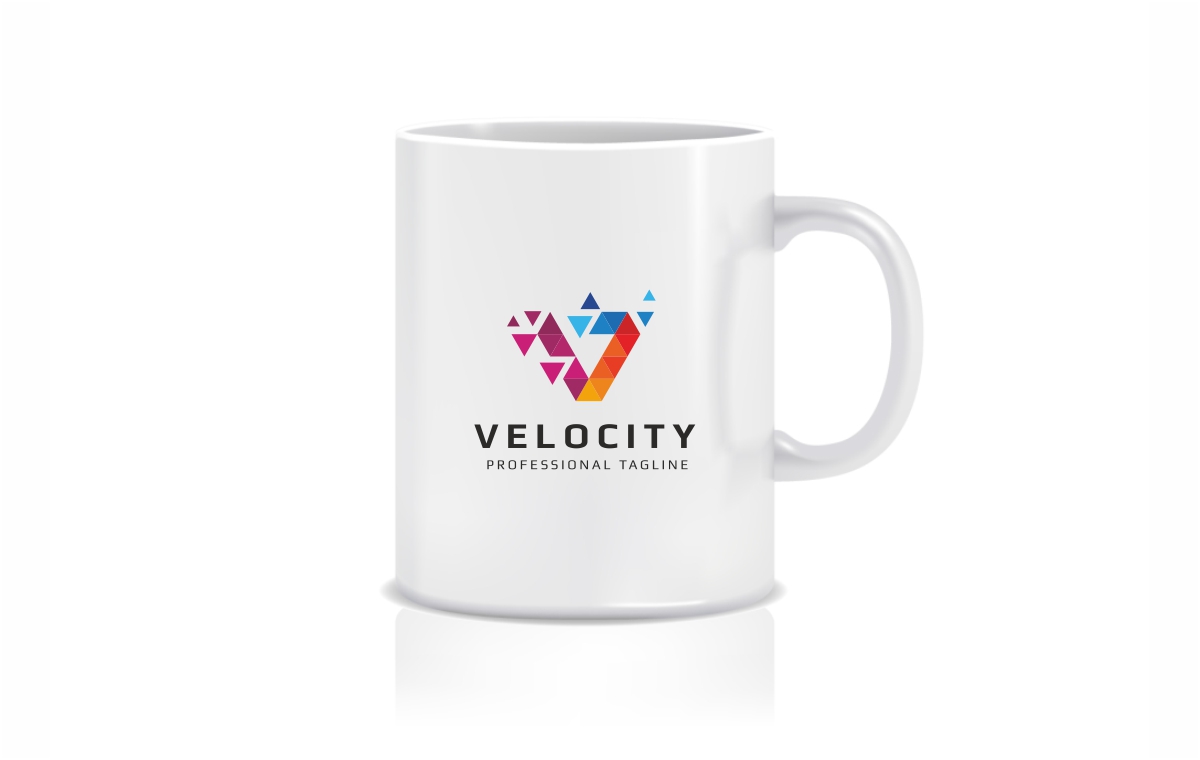 Download Шаблон логотипа "Velocity - V Letter Polygon Logo Template" / Velocity - V Letter Polygon Logo Template - Шаблон логотипа на тему графика alphabet app brand color colour creative design digital graphic icon initial letter v logo media monogram mozaic negative space pixel