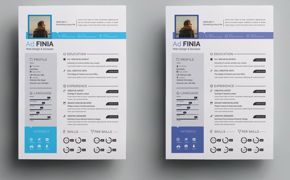 Download Резюме "Ad Finia Resume Template" / Ad Finia Resume Template - Резюме на тему графика infographic resume design cv cover letter template modern minimal professional us a4 diy creative lebenslauf word microsoft ms adobe indesign