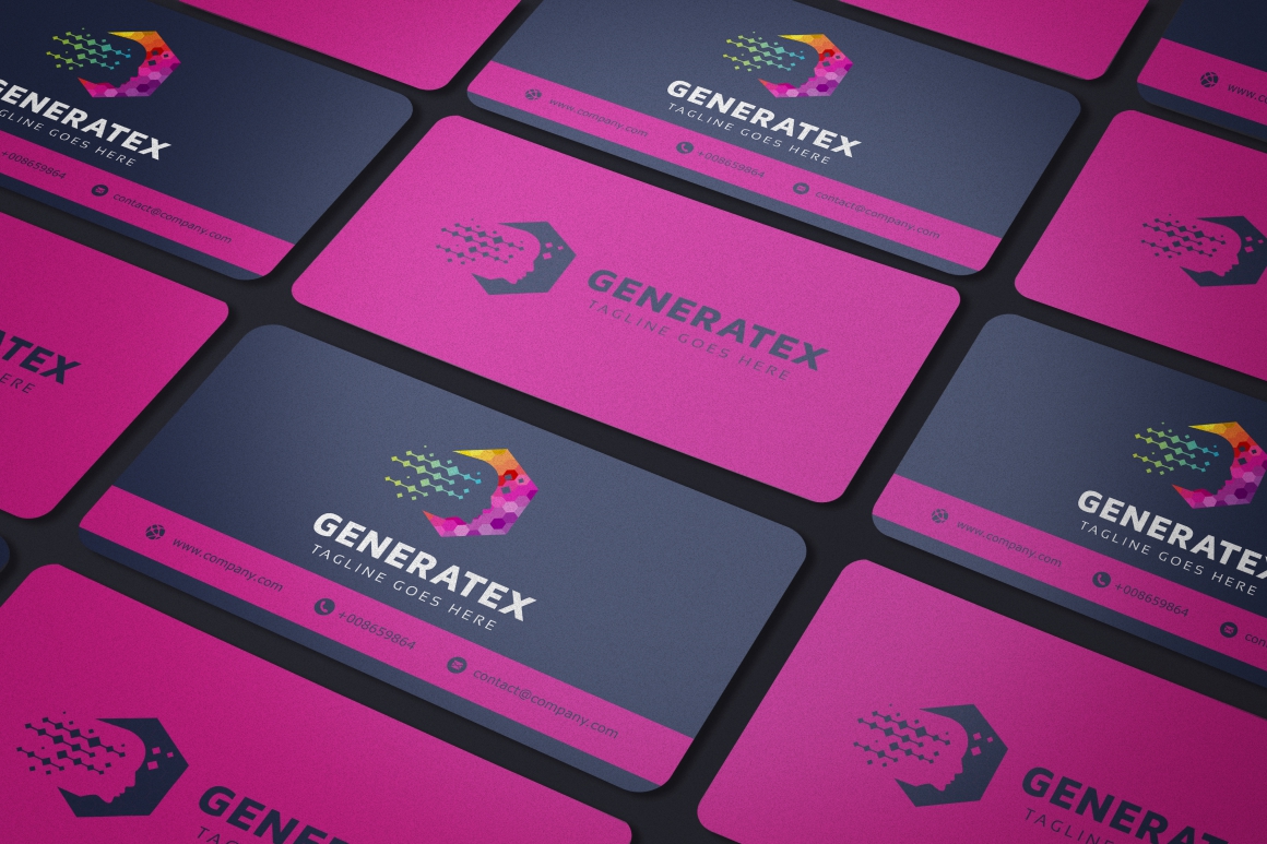 Download Шаблон логотипа "Generatex Logo Template" / Generatex Logo Template - Шаблон логотипа на тему графика artificial intelligence artist braintorm brand bright circular colorful creative creativity creator designer development diversity dots genetic genetical genius head human