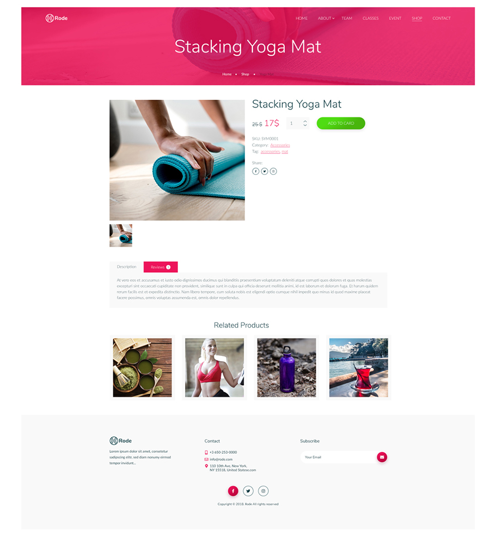 Download PSD шаблон "Rode - Sport and Yoga PSD Template" / Rode - Sport and Yoga PSD Template - PSD шаблон на тему йога yoga psd sport template